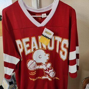 Peanuts Charlie Brown Football Jersey Men's MEDIUM Graphics Front Back Snoopy